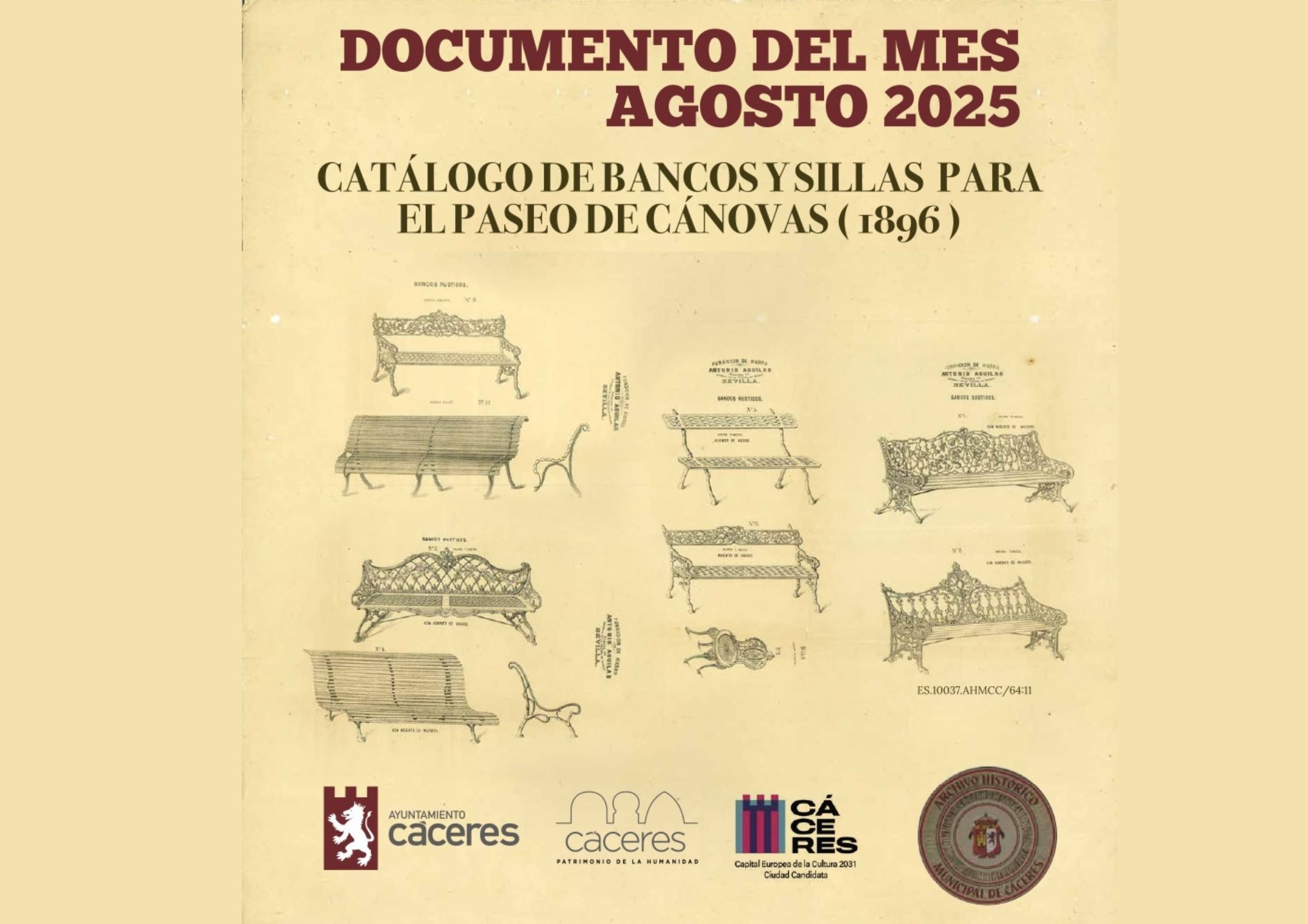 el-ayuntamiento-de-caceres-presenta-el-catalogo-de-bancos-y-sillas-para-el-paseo-de-canovas-de-1896-como-documento-del-mes-de-agosto
