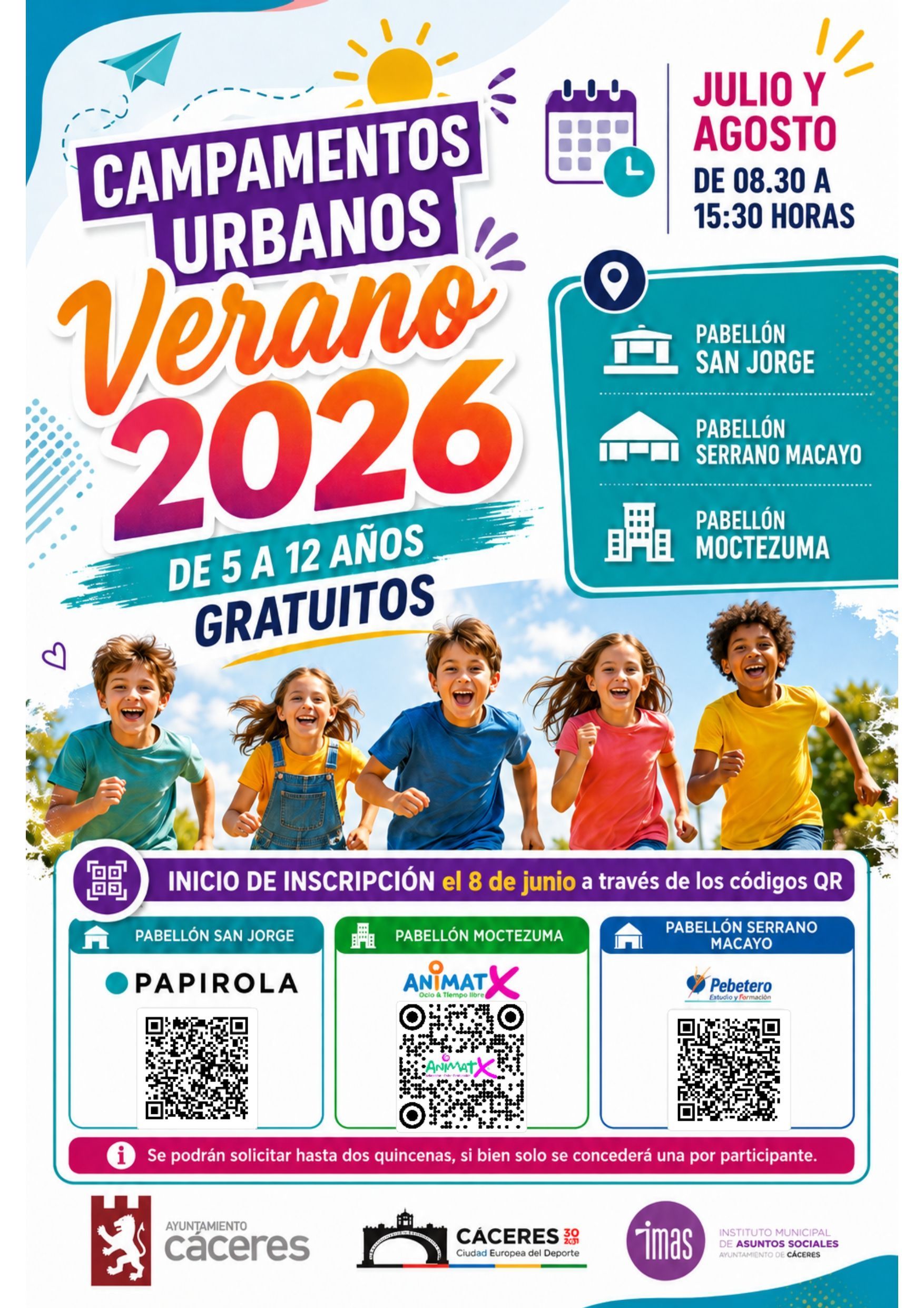 el-ayuntamiento-de-caceres-oferta-600-plazas-para-los-campamentos-urbanos-gratuitos-del-imas-que-se-desarrollaran-los-meses-de-julio-y-agosto-en-tres-pabellones-municipales-de-la-ciudad