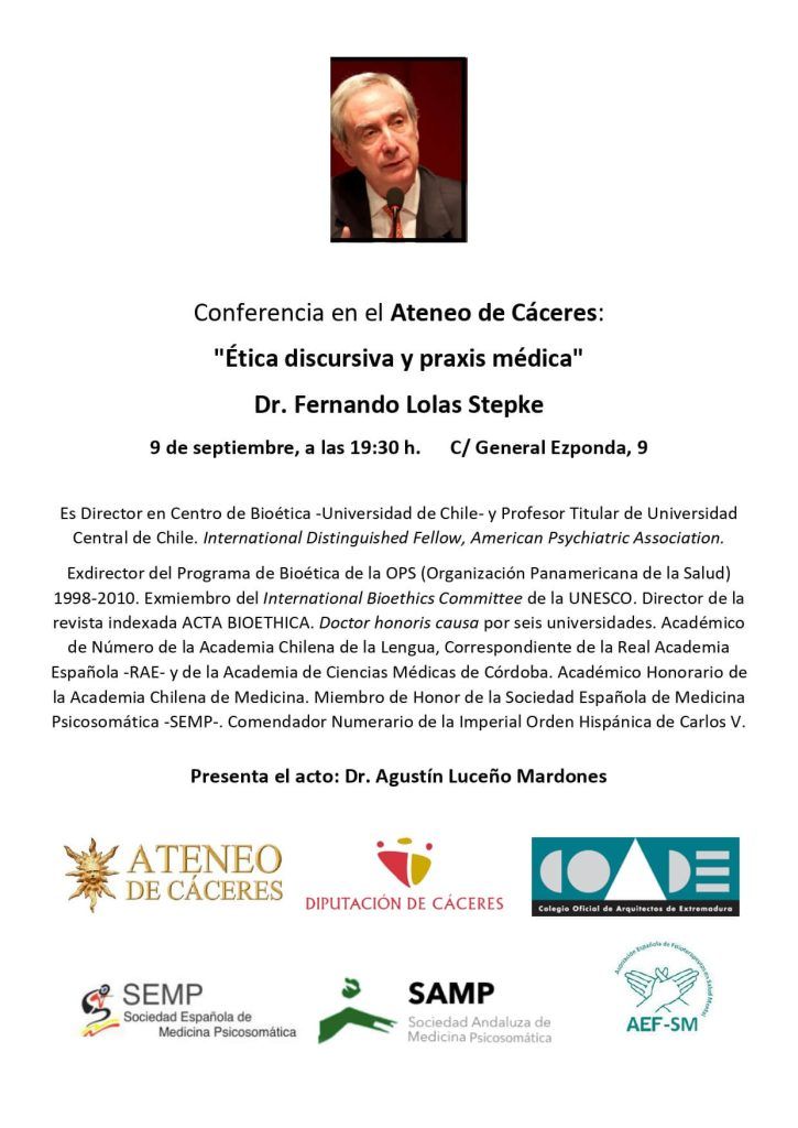 conferencia:-etica-discursiva-y-praxis-medica,-por-el-dr-fernando-lolas-stepke.