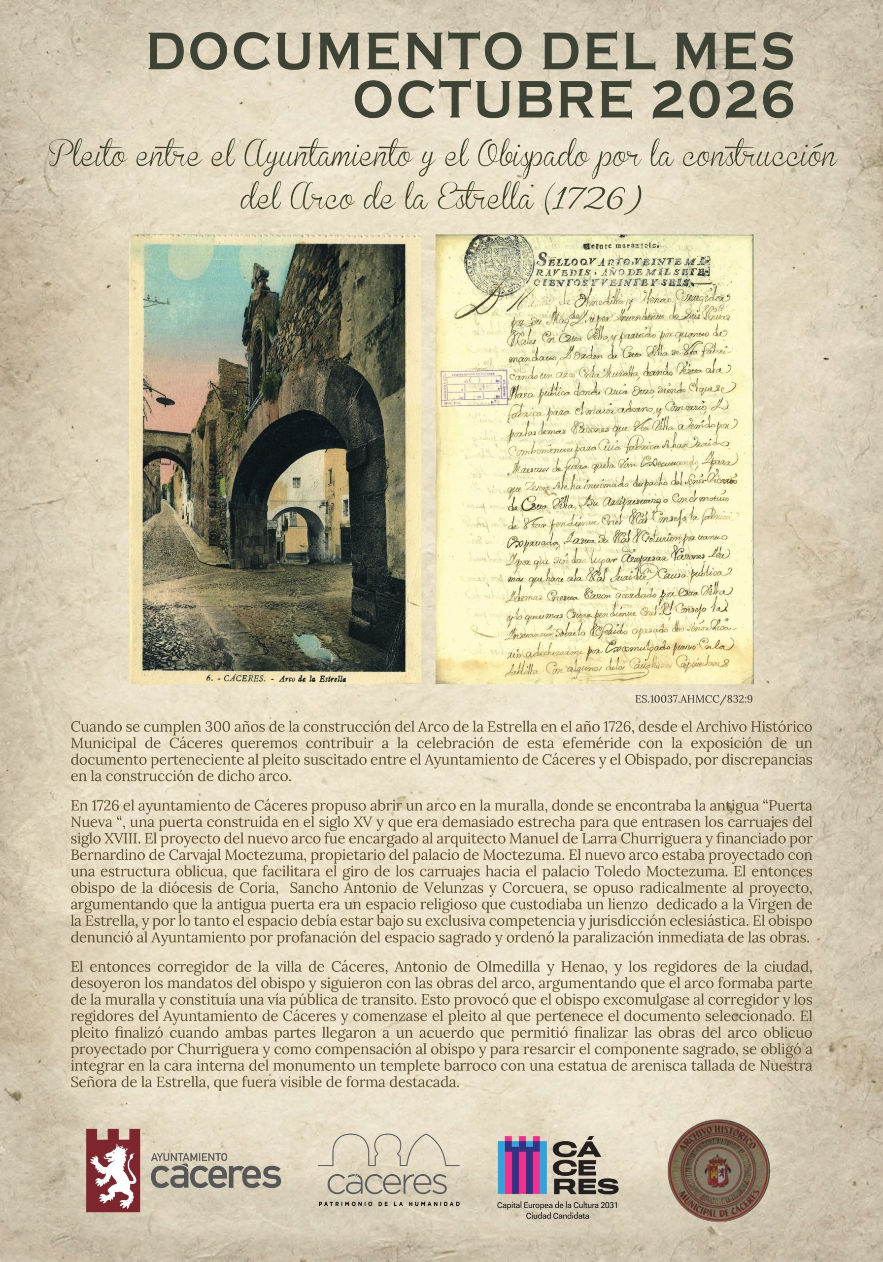 la-concejalia-de-cultura-se-suma-a-la-celebracion-de-los-300-anos-de-la-construccion-del-arco-de-la-estrella
